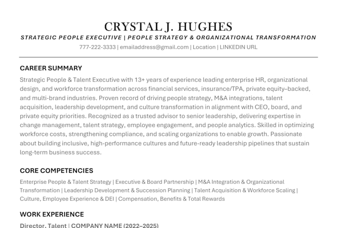 provide HR services and professional resumes